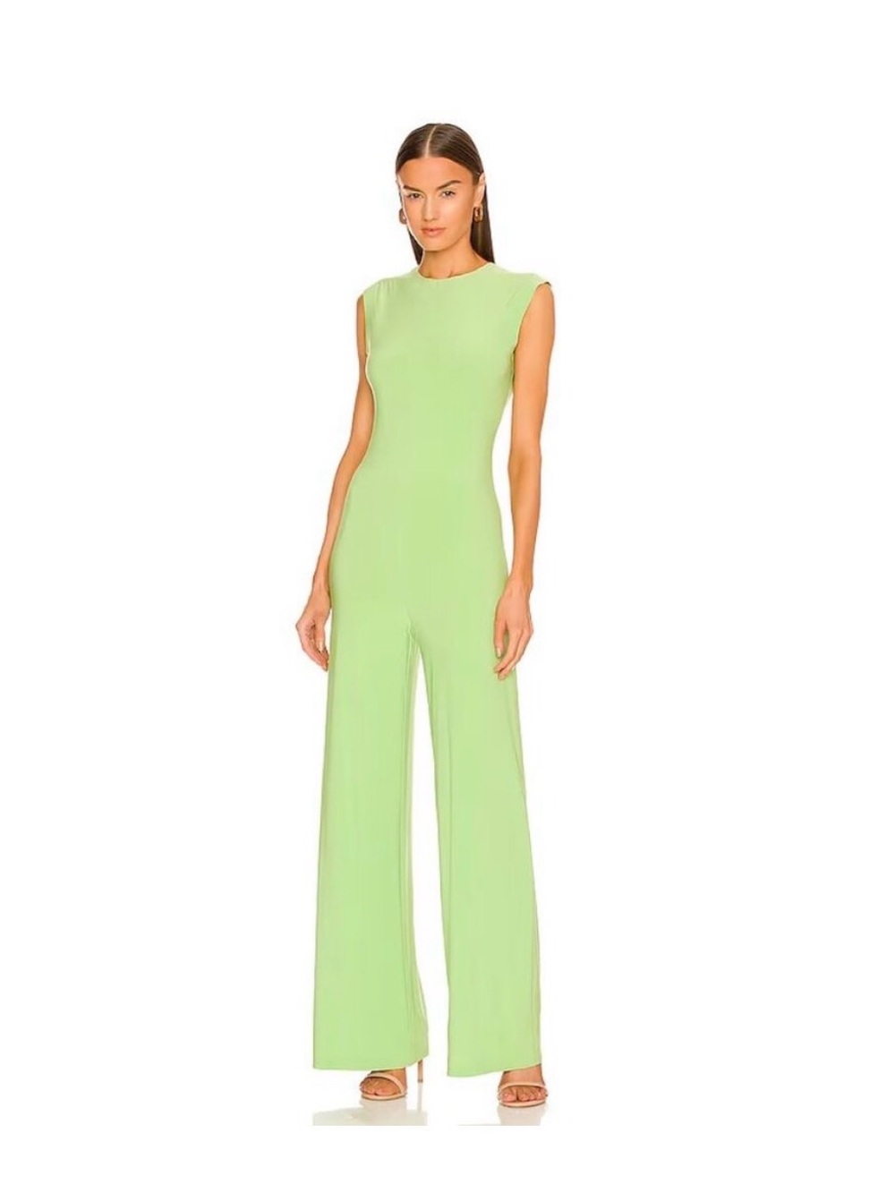 Norma Kamali Sleeveless Wide-Leg Jumpsuit in Lime Green